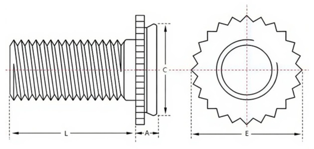 公制埋头压铆螺钉结构示意