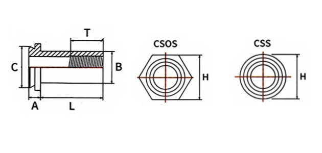 BSS 无台阶防水螺柱尺寸参考图